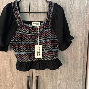 Women's Cropped Smocked Top